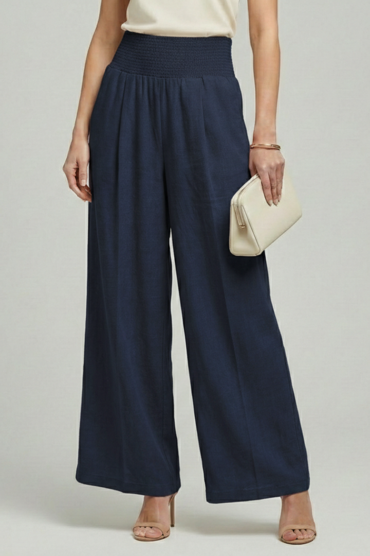 Damen Palazzohose Hohe Taille Falten