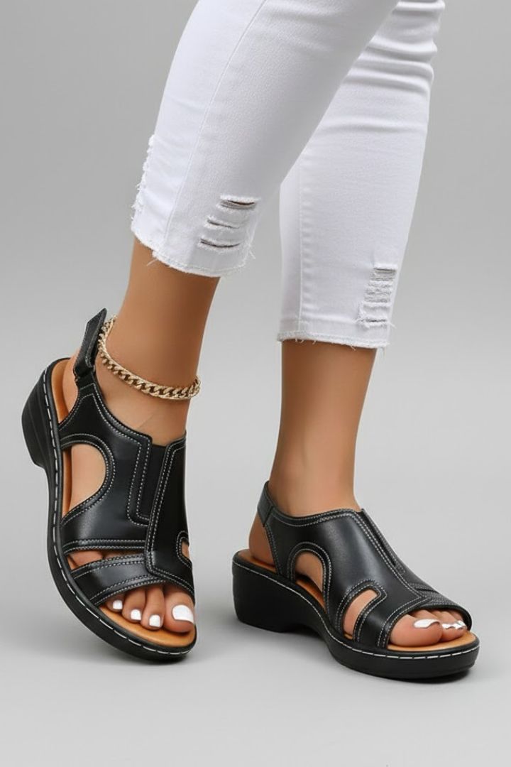 Damen Plateausandalen Offene Spitze Cut-Outs