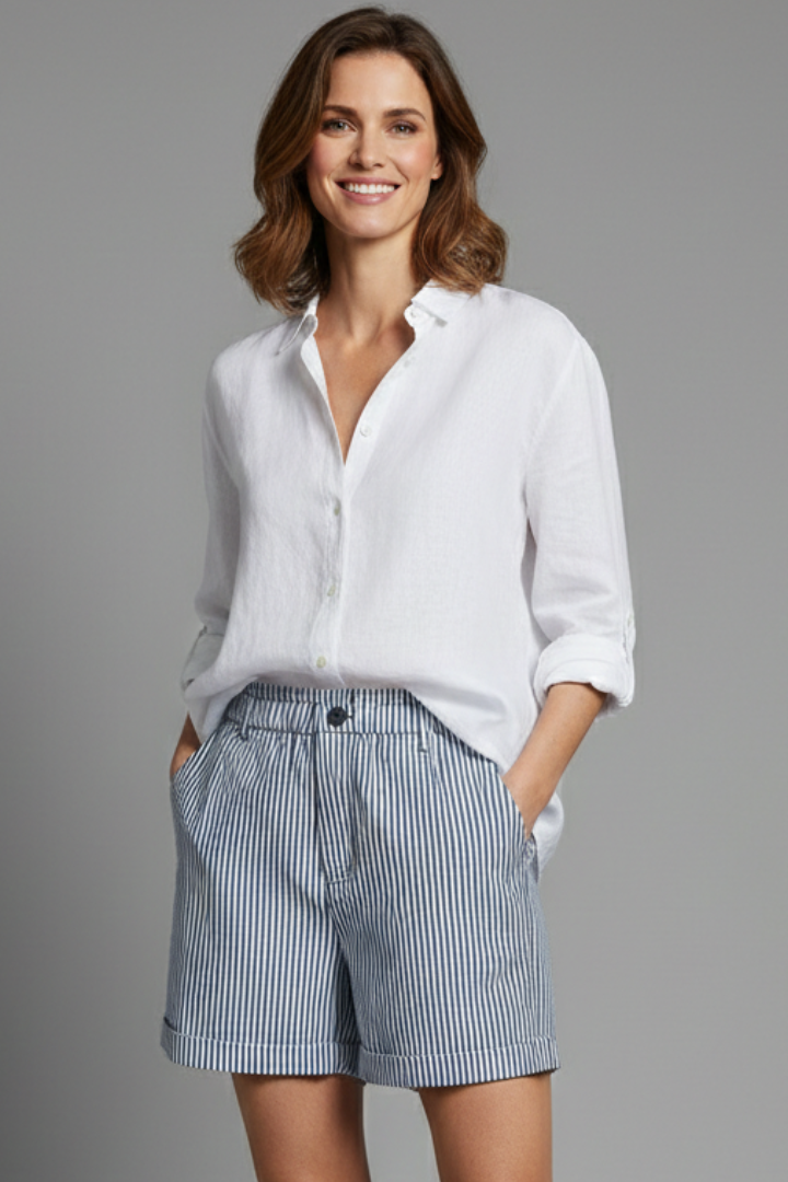 Damen High-Waist-Shorts Streifen Maßanfertigung