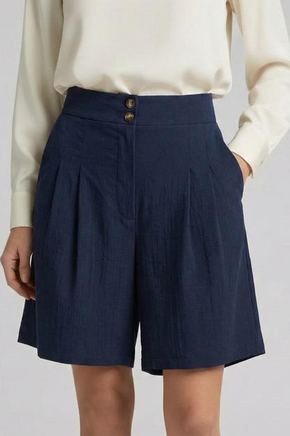 Damen Shorts Hochtaille Falten Maßgeschneidert