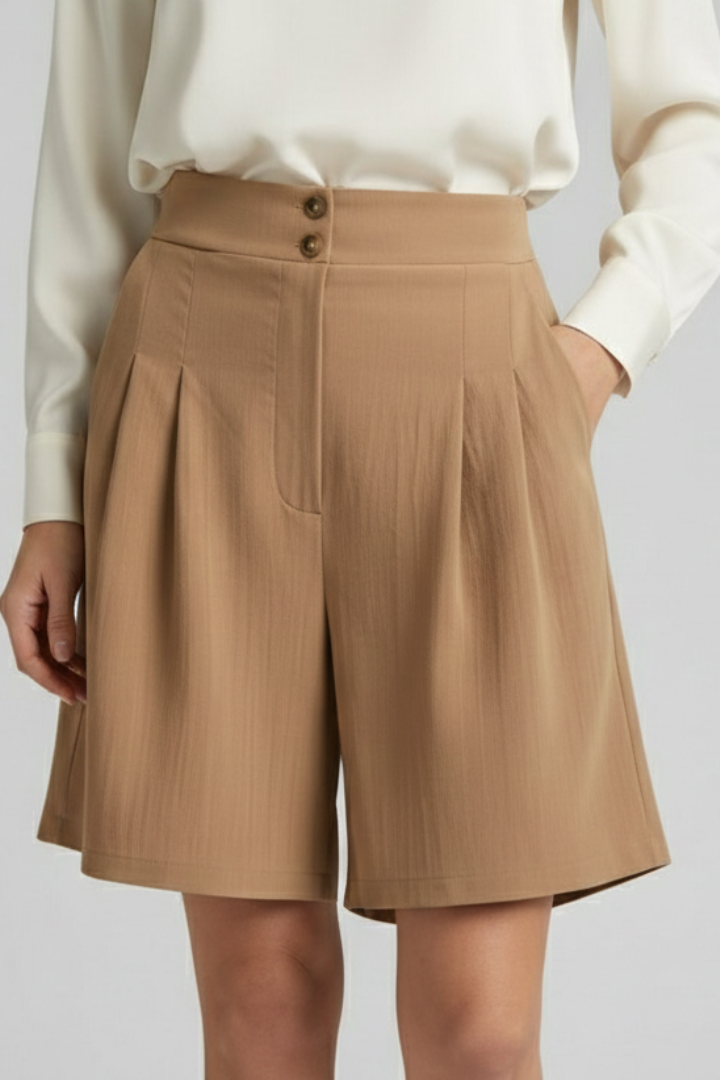 Damen Shorts Hochtaille Falten Maßgeschneidert