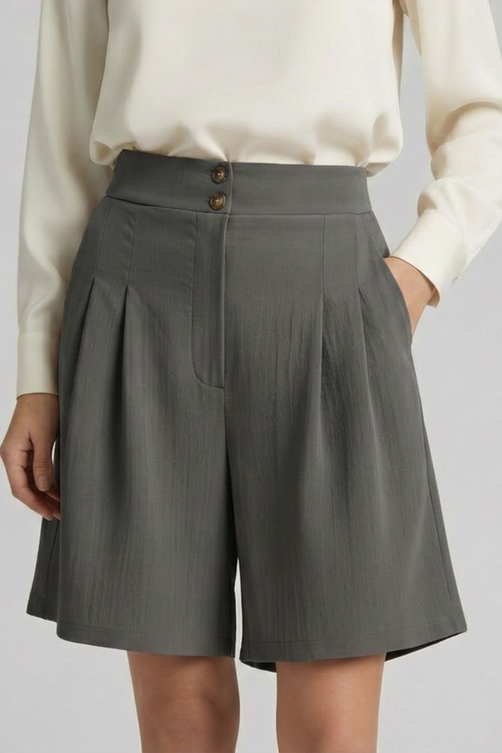 Damen Shorts Hochtaille Falten Maßgeschneidert