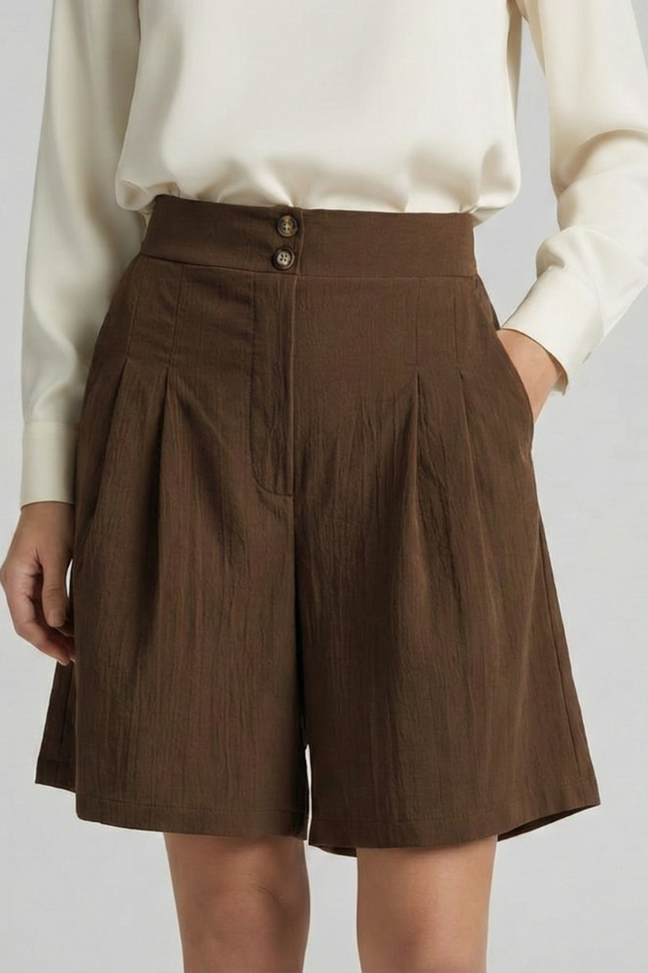 Damen Shorts Hochtaille Falten Maßgeschneidert
