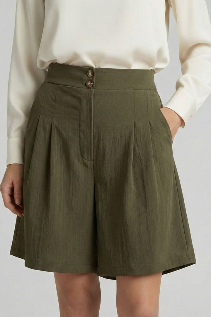 Damen Shorts Hochtaille Falten Maßgeschneidert