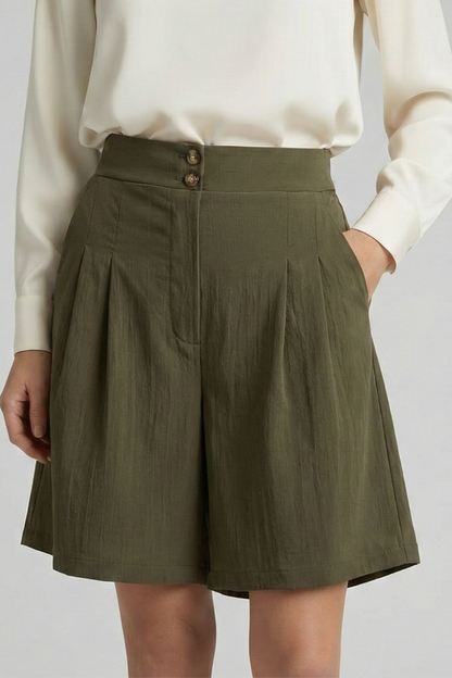 Damen Shorts Hochtaille Falten Maßgeschneidert