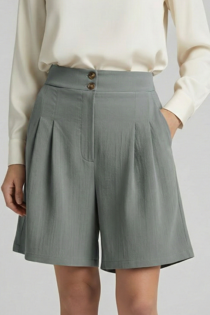 Damen Shorts Hochtaille Falten Maßgeschneidert