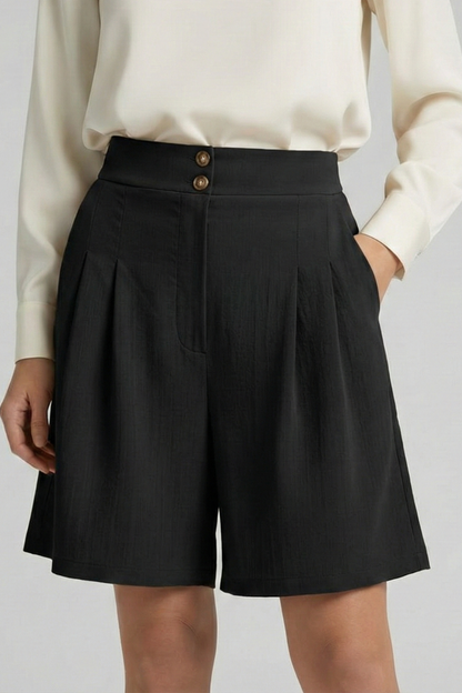 Damen Shorts Hochtaille Falten Maßgeschneidert