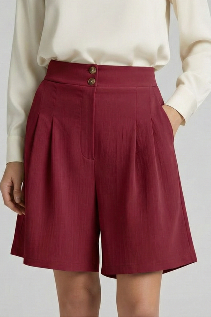 Damen Shorts Hochtaille Falten Maßgeschneidert