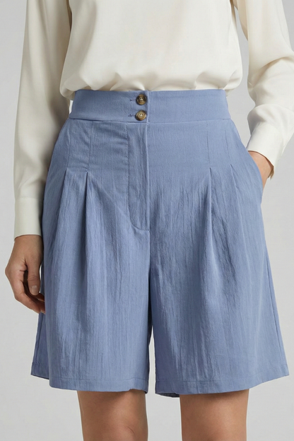 Damen Shorts Hochtaille Falten Maßgeschneidert