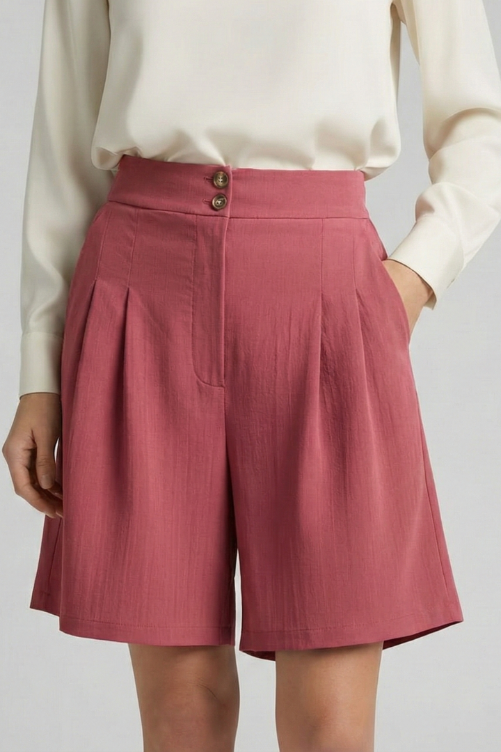 Damen Shorts Hochtaille Falten Maßgeschneidert