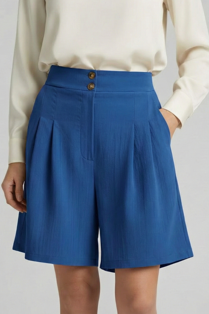 Damen Shorts Hochtaille Falten Maßgeschneidert