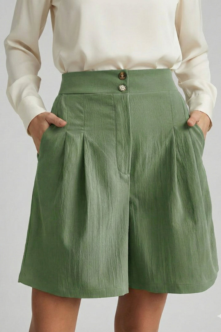 Damen Shorts Hochtaille Falten Maßgeschneidert