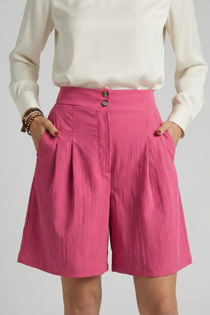 Damen Shorts Hochtaille Falten Maßgeschneidert