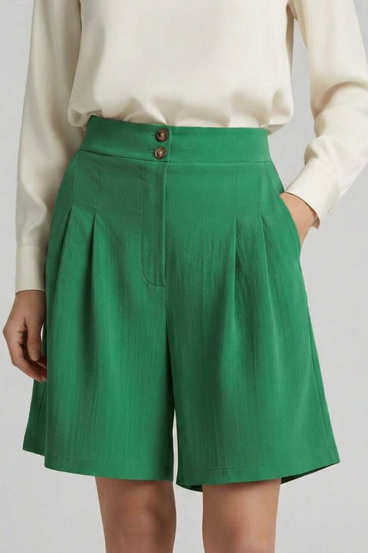 Damen Shorts Hochtaille Falten Maßgeschneidert