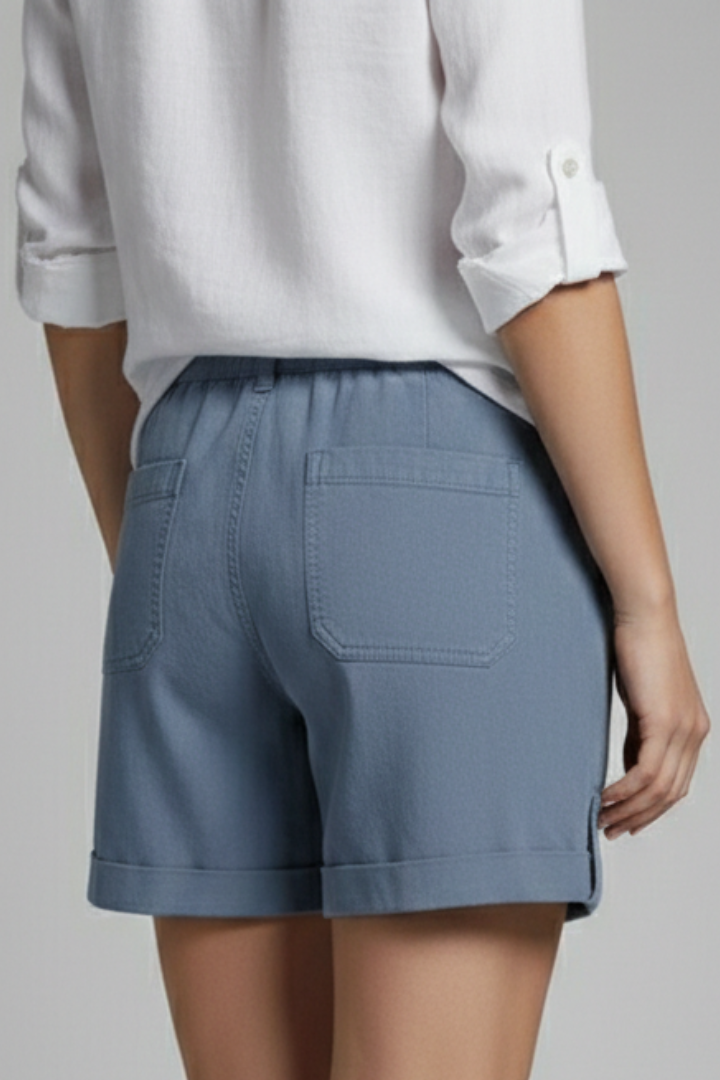 Damen Shorts Kordelzug Taschen Beige