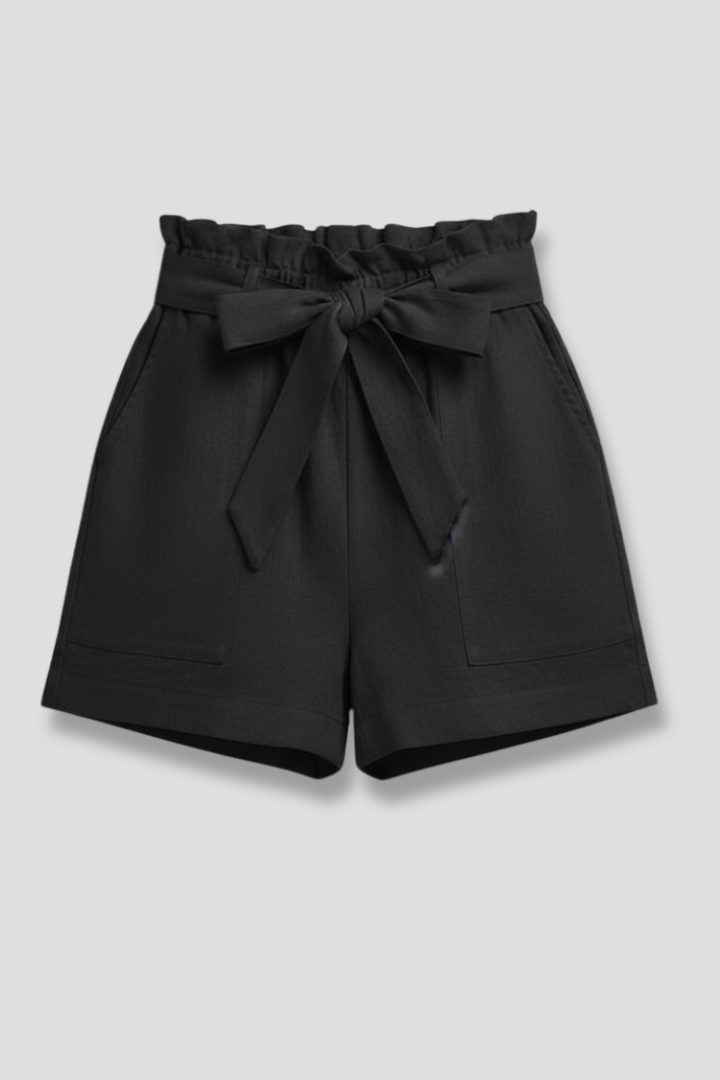Damen Shorts Bindebund Taschen Beige - Norvielle