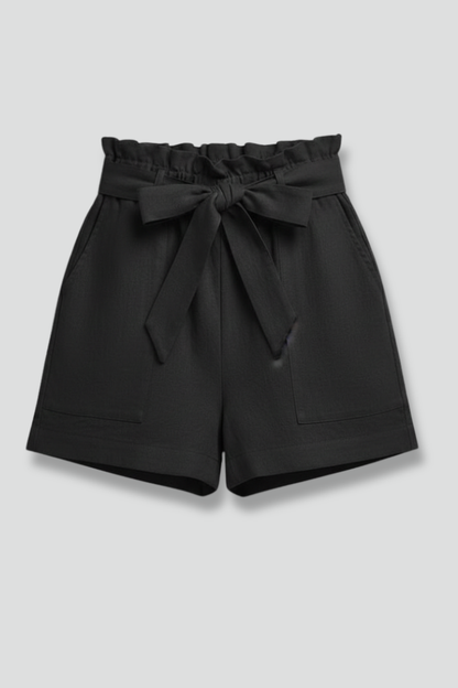 Damen Shorts Bindebund Taschen Beige - Norvielle
