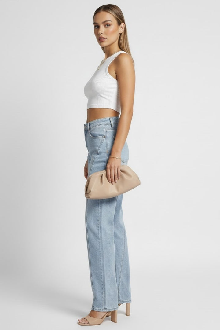 Damen High-Waist Jeans Klassisch Gerade