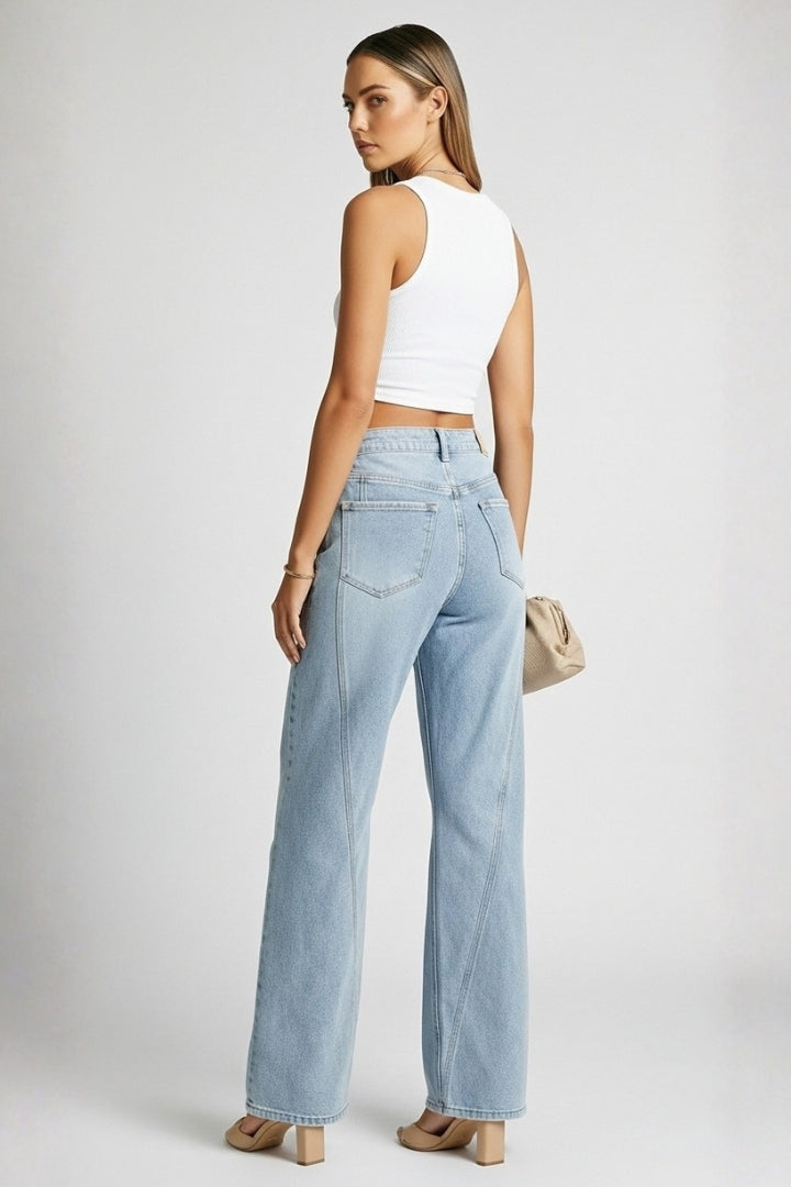 Damen High-Waist Straight-Leg Jeans Klassisch Denim