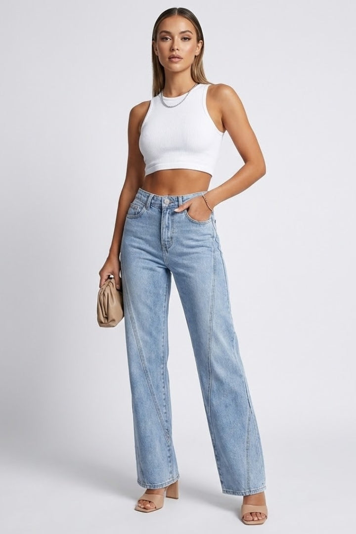 Damen High-Waist Jeans Klassisch Gerade