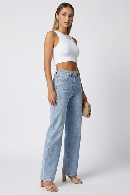 Damen High-Waist Straight-Leg Jeans Klassisch Denim