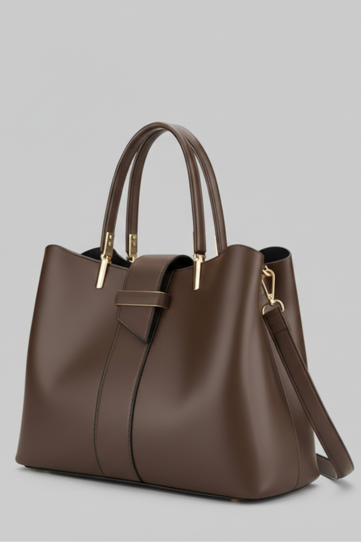 Damen Strukturierte Schultertasche mit Griffen und Riemen Jasmin