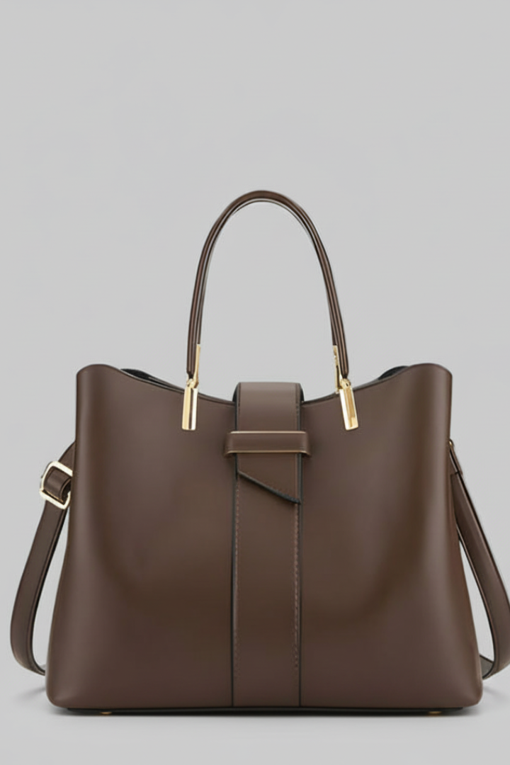Damen Strukturierte Schultertasche mit Griffen und Riemen Jasmin - Norvielle
