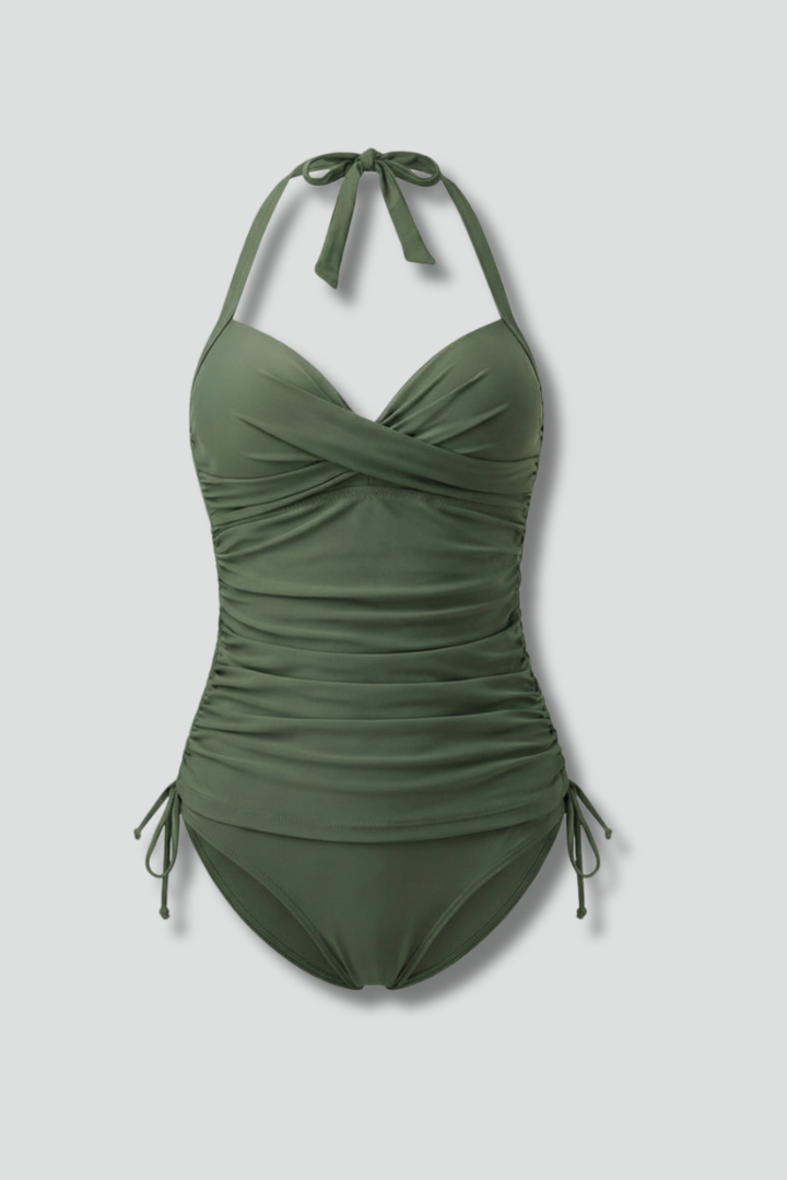 Damen Tankini-Badeanzug Gerafft V-Ausschnitt - Norvielle