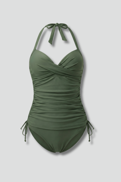 Damen Tankini-Badeanzug Gerafft V-Ausschnitt - Norvielle