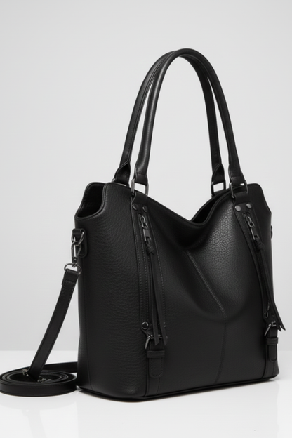 Damen Klassische Tote Tasche Doppelte Griffe Reißverschluss