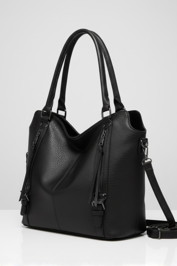 Damen Klassische Tote Tasche Doppelte Griffe Reißverschluss