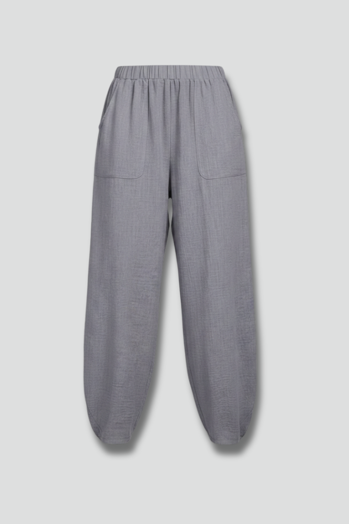 Damenhose Elastischer Bund Seitentaschen Schwarz - Norvielle