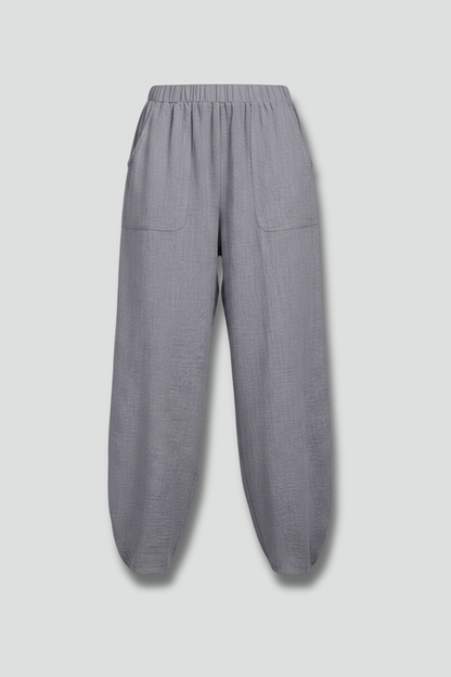 Damenhose Elastischer Bund Seitentaschen Schwarz - Norvielle