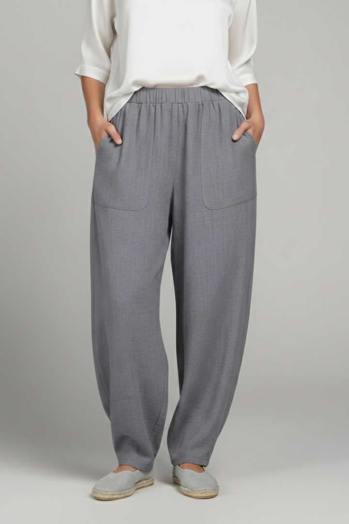 Damenhose Elastischer Bund Seitentaschen