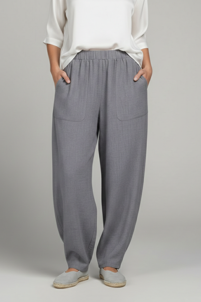 Damenhose Elastischer Bund Seitentaschen