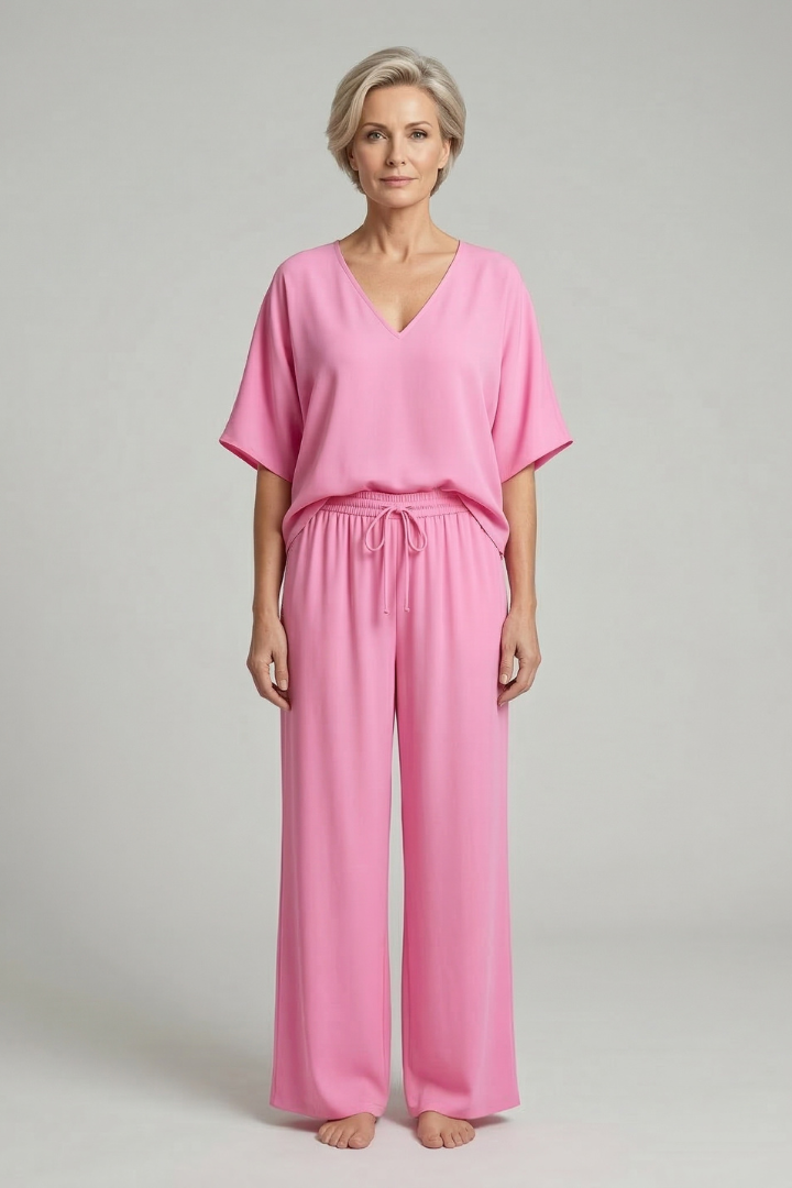 Damen Zweiteiliges Set Weite Hosen