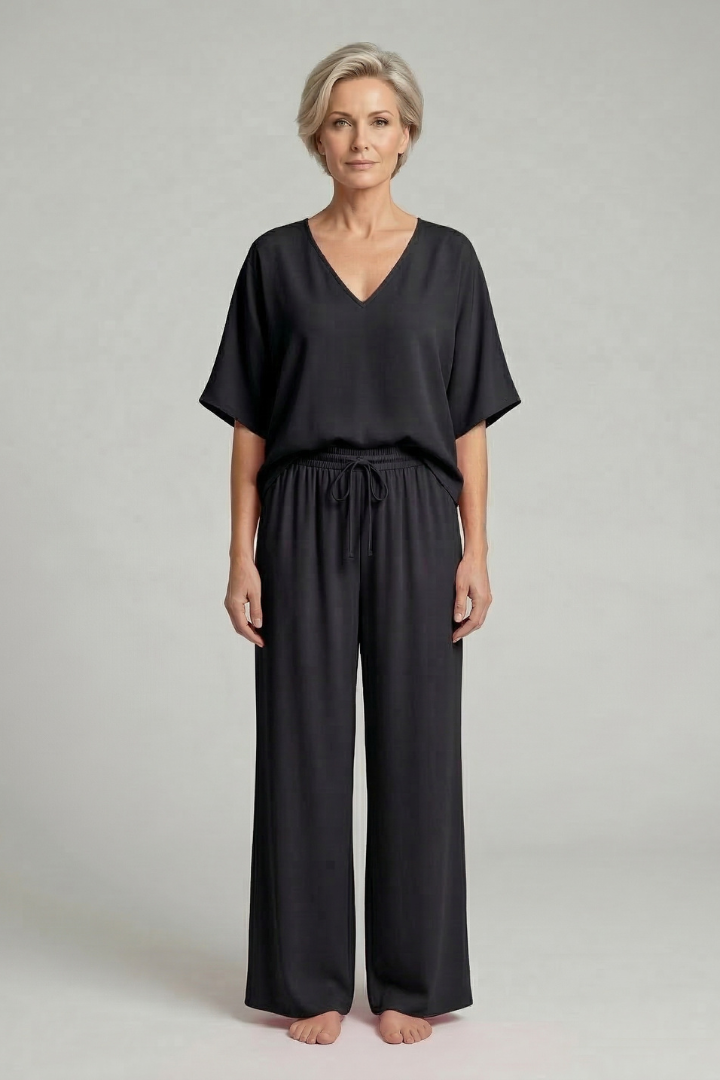 Damen Zweiteiliges Set Weite Hosen
