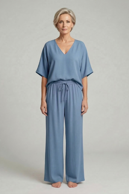 Damen Zweiteiliges Set Weite Hosen