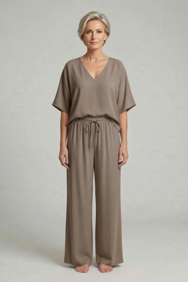 Damen Zweiteiliges Set Weite Hosen