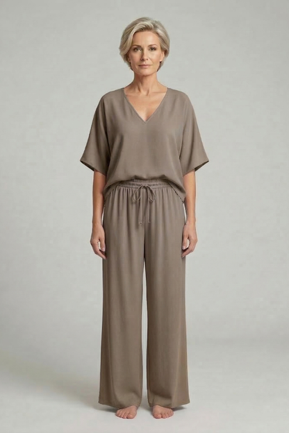 Damen Zweiteiliges Set Weite Hosen