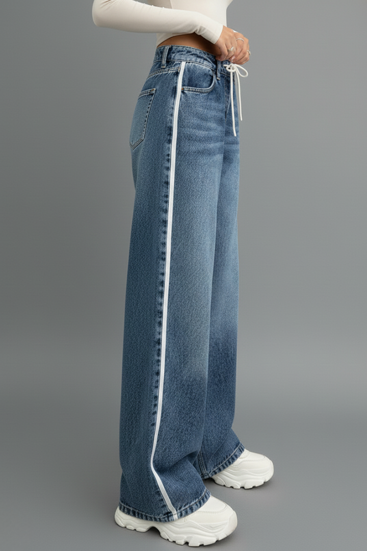 Damen Relaxed Fit Wide-Leg Jeans Denim
