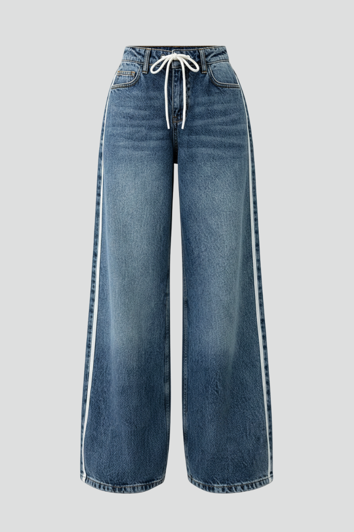 Damen Relaxed Fit Wide-Leg Jeans Denim Blau - Norvielle