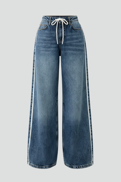 Damen Relaxed Fit Wide-Leg Jeans Denim Blau - Norvielle