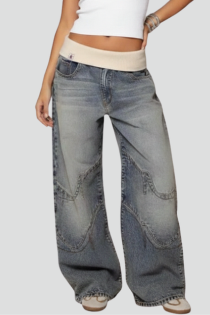 Damen Baggy Jeans Weite Bein