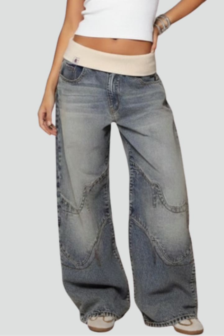 Damen Baggy Jeans Weitbeinig