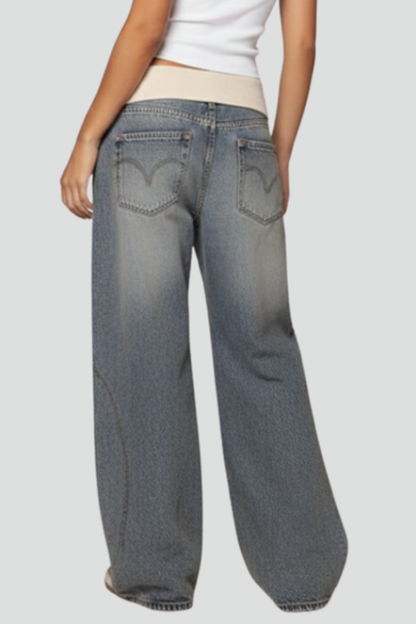 Damen Baggy Jeans Weite Bein