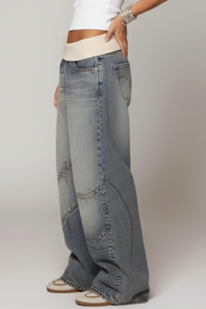 Damen Baggy Jeans Weite Bein