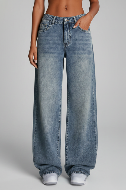 Damen Relaxed Fit Wide-Leg Jeans Denim