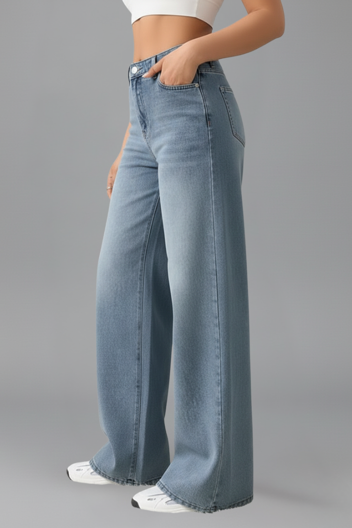 Damen High-Waist Weitbein Jeans