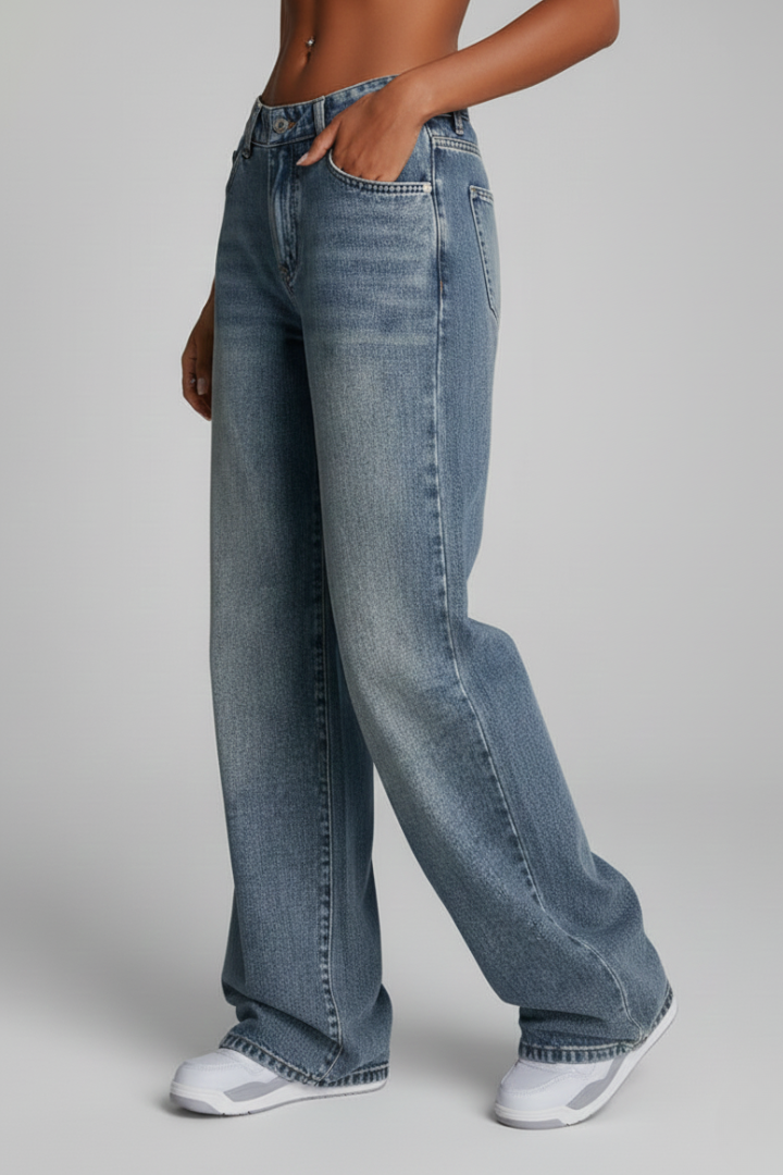 Damen Relaxed Fit Wide-Leg Jeans Denim